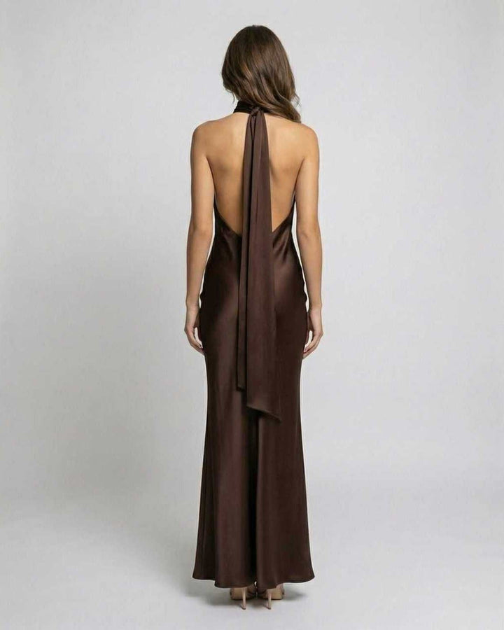 Women's Elegant Halter-Neck Maxi Dress for Evening and Formal Occasions 1