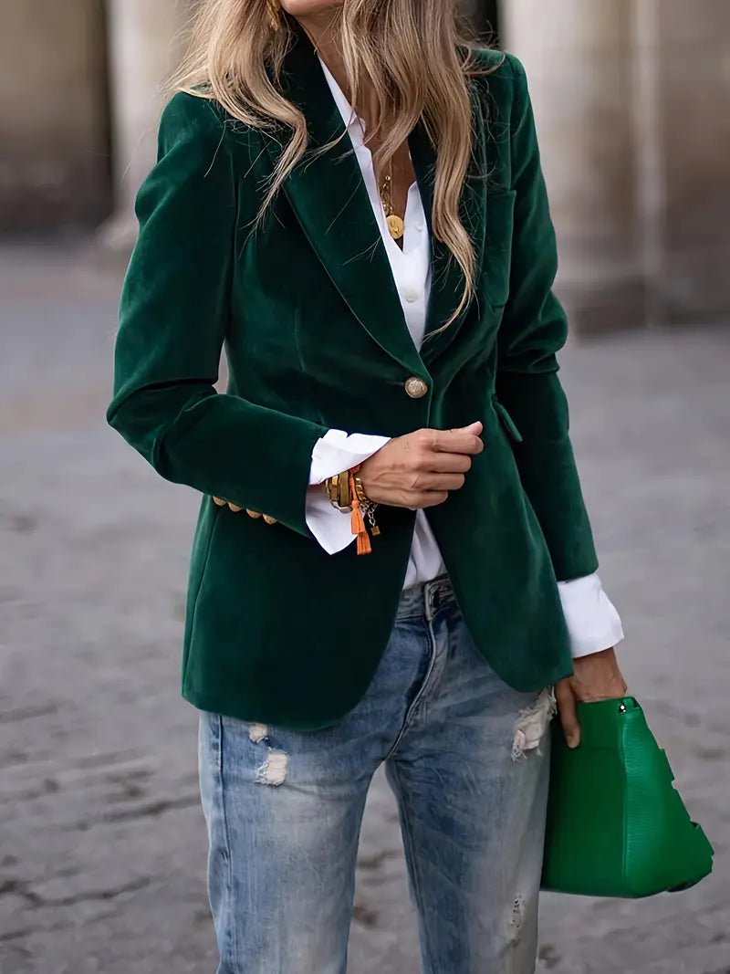 Women's Elegant Velvet Tailored Blazer for Formal and Casual Wear 5