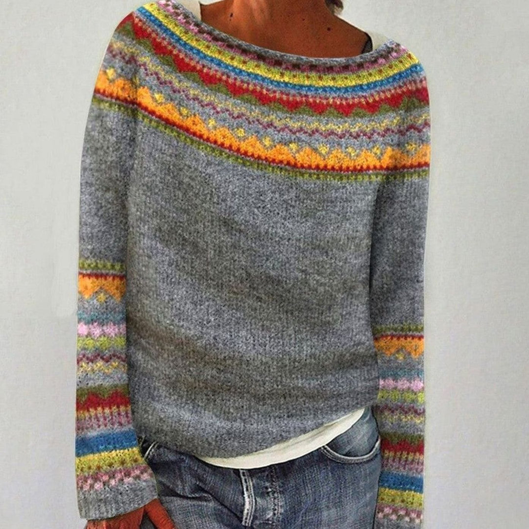 Women's Fair Isle Knit Sweater Relaxed Fit Merino Wool Jumper 2