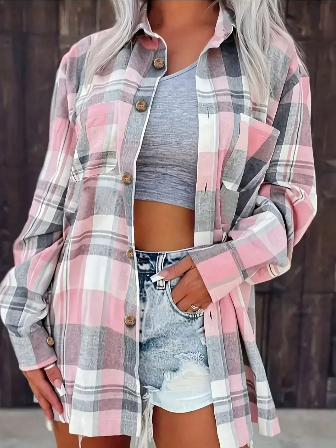 Women's Flannel Shirts, Plaid Long Sleeve Button Up for Autumn Layering, Casual Lightweight Style 0