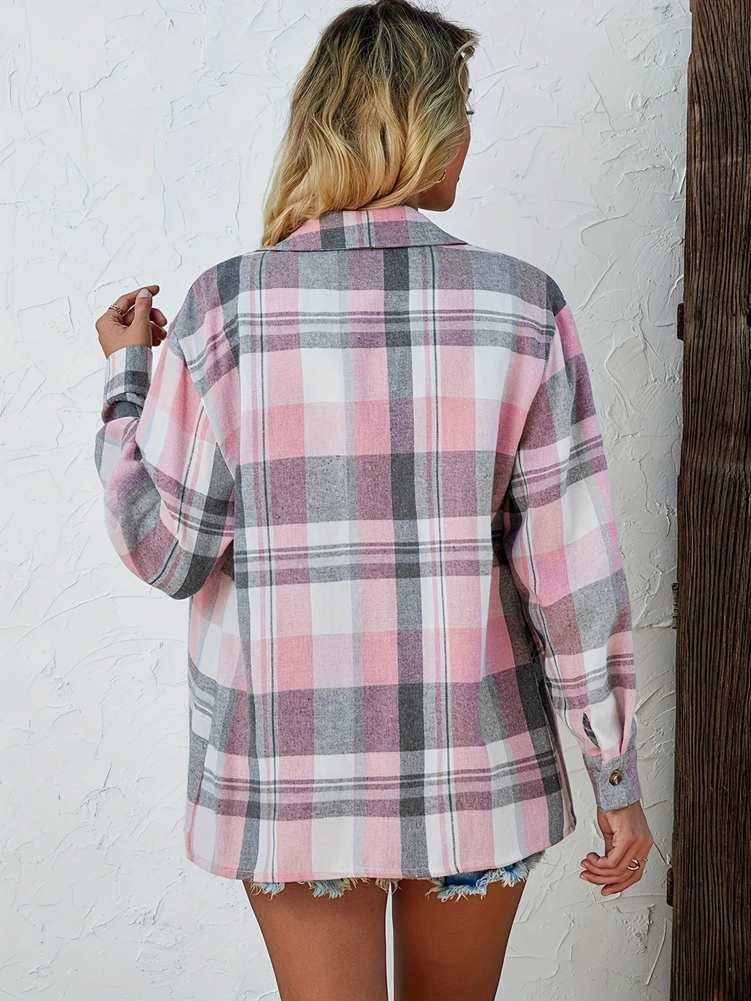 Women's Flannel Shirts, Plaid Long Sleeve Button Up for Autumn Layering, Casual Lightweight Style 5