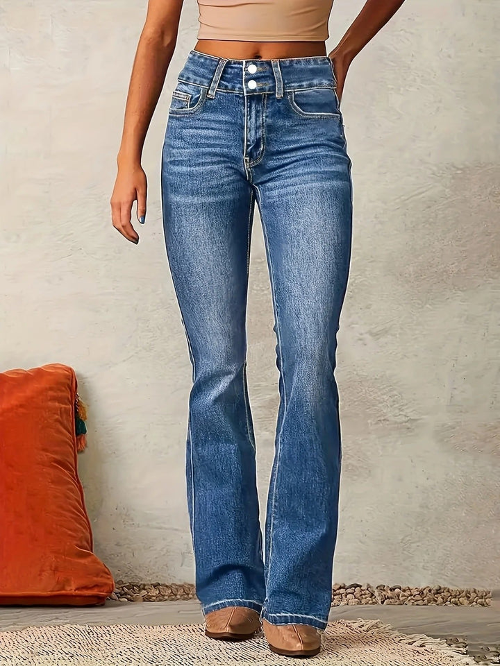 Women's Flare Jeans - High Waist, Figure-Hugging Fit for Chic Casual Style 1