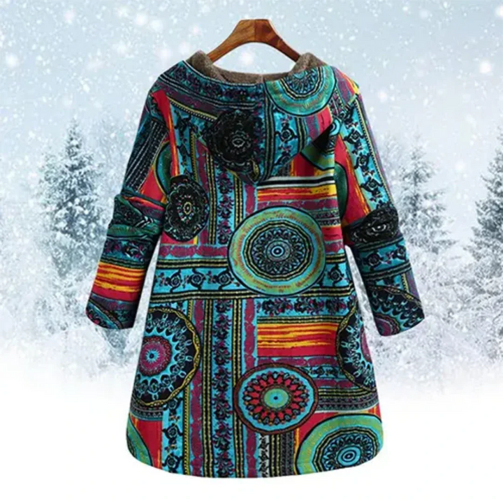 Women's Jacket - Boho Patchwork Hooded Design with Warm Lining - Stylish Winter Coats for Women 2