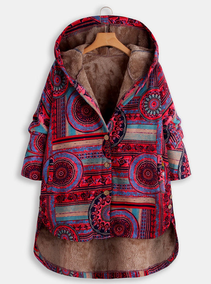 Women's Jacket - Boho Patchwork Hooded Design with Warm Lining - Stylish Winter Coats for Women 4