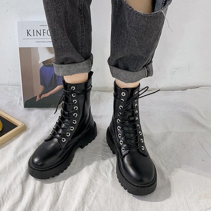 Women's Lace-Up Boots with Arch Support - Stylish High Ankle Footwear for Casual and Dressy Looks 0