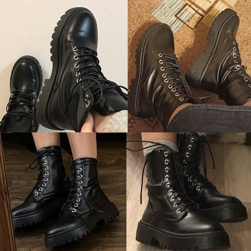 Women's Lace-Up Boots with Arch Support - Stylish High Ankle Footwear for Casual and Dressy Looks 1