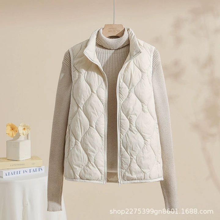 Women's Lightweight Quilted Vest with Stand-Up Collar for Fall and Winter Outerwear 0