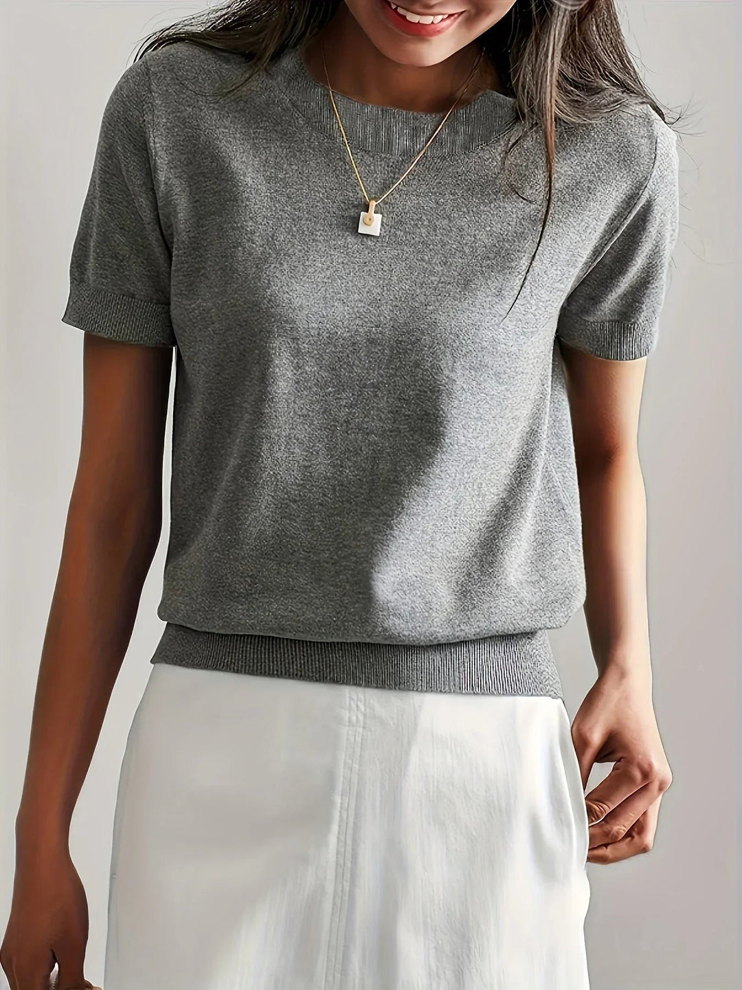 Women's Lightweight Short Sleeve Sweater - Casual Spring Summer Style for Effortless Comfort and Versatile Outfits 1