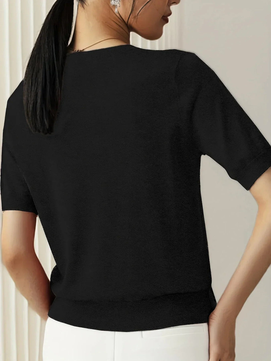 Women's Lightweight Short Sleeve Sweater - Casual Spring Summer Style for Effortless Comfort and Versatile Outfits 5