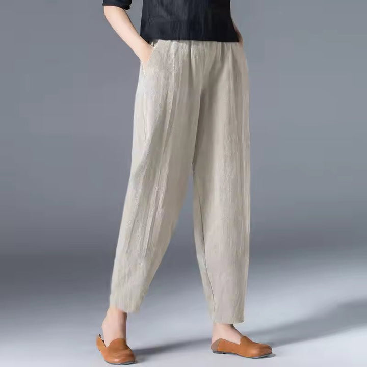 Women's Lightweight Summer Relaxed-Fit Ankle-Length Trousers with Elastic Waistband for Casual Comfort 0