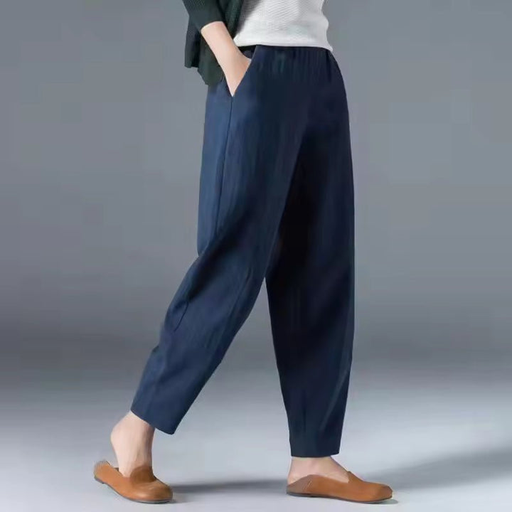 Women's Lightweight Summer Relaxed-Fit Ankle-Length Trousers with Elastic Waistband for Casual Comfort 1