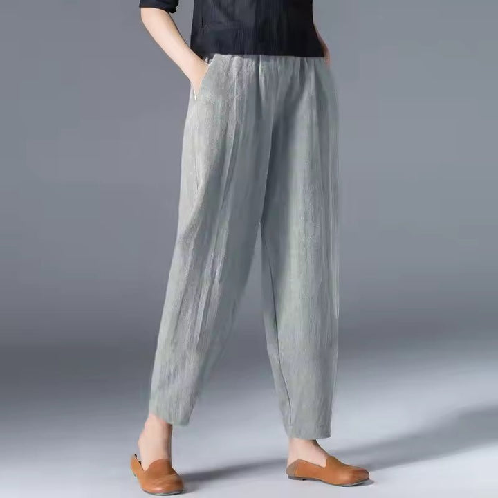 Women's Lightweight Summer Relaxed-Fit Ankle-Length Trousers with Elastic Waistband for Casual Comfort 10
