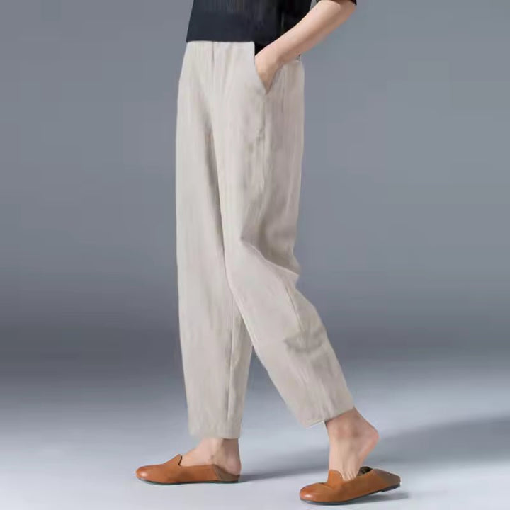 Women's Lightweight Summer Relaxed-Fit Ankle-Length Trousers with Elastic Waistband for Casual Comfort 3