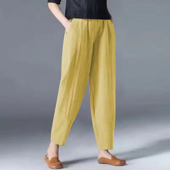 Women's Lightweight Summer Relaxed-Fit Ankle-Length Trousers with Elastic Waistband for Casual Comfort 4