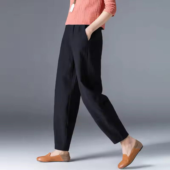 Women's Lightweight Summer Relaxed-Fit Ankle-Length Trousers with Elastic Waistband for Casual Comfort 5