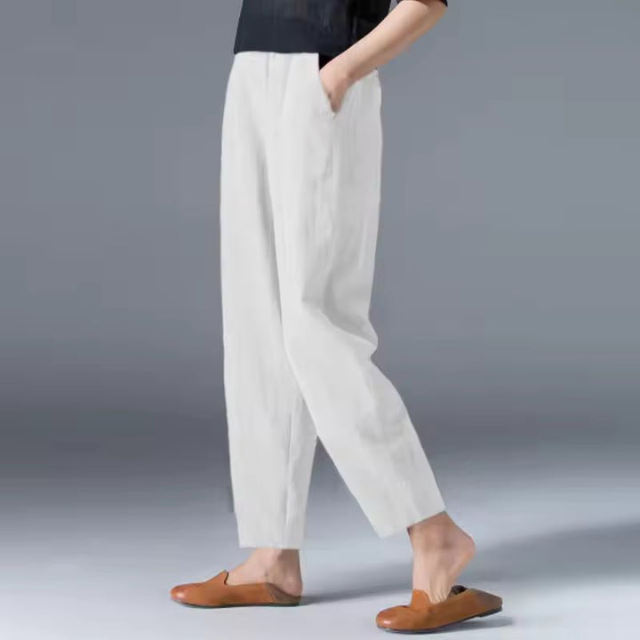 Women's Lightweight Summer Relaxed-Fit Ankle-Length Trousers with Elastic Waistband for Casual Comfort 6