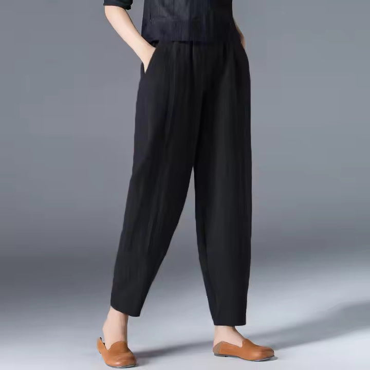 Women's Lightweight Summer Relaxed-Fit Ankle-Length Trousers with Elastic Waistband for Casual Comfort 7
