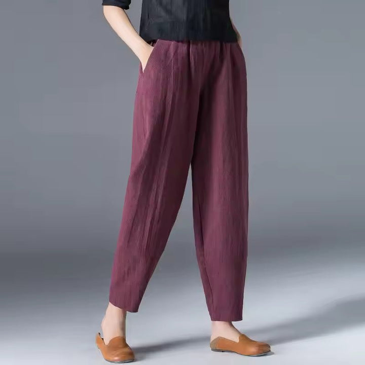 Women's Lightweight Summer Relaxed-Fit Ankle-Length Trousers with Elastic Waistband for Casual Comfort 8
