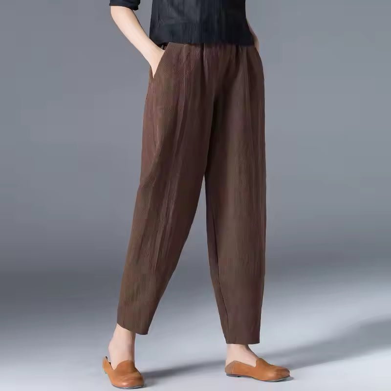 Women's Lightweight Summer Relaxed-Fit Ankle-Length Trousers with Elastic Waistband for Casual Comfort 9