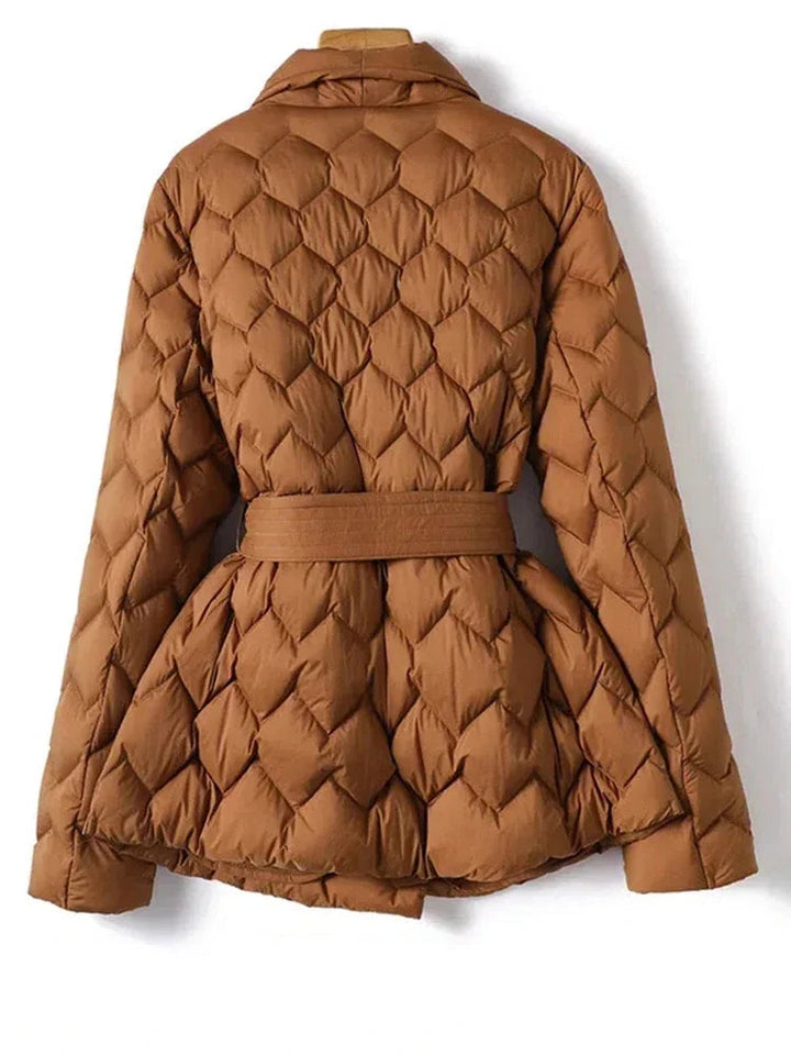 Women’s Long Down Jacket with Waist Belt for Winter Warmth 2