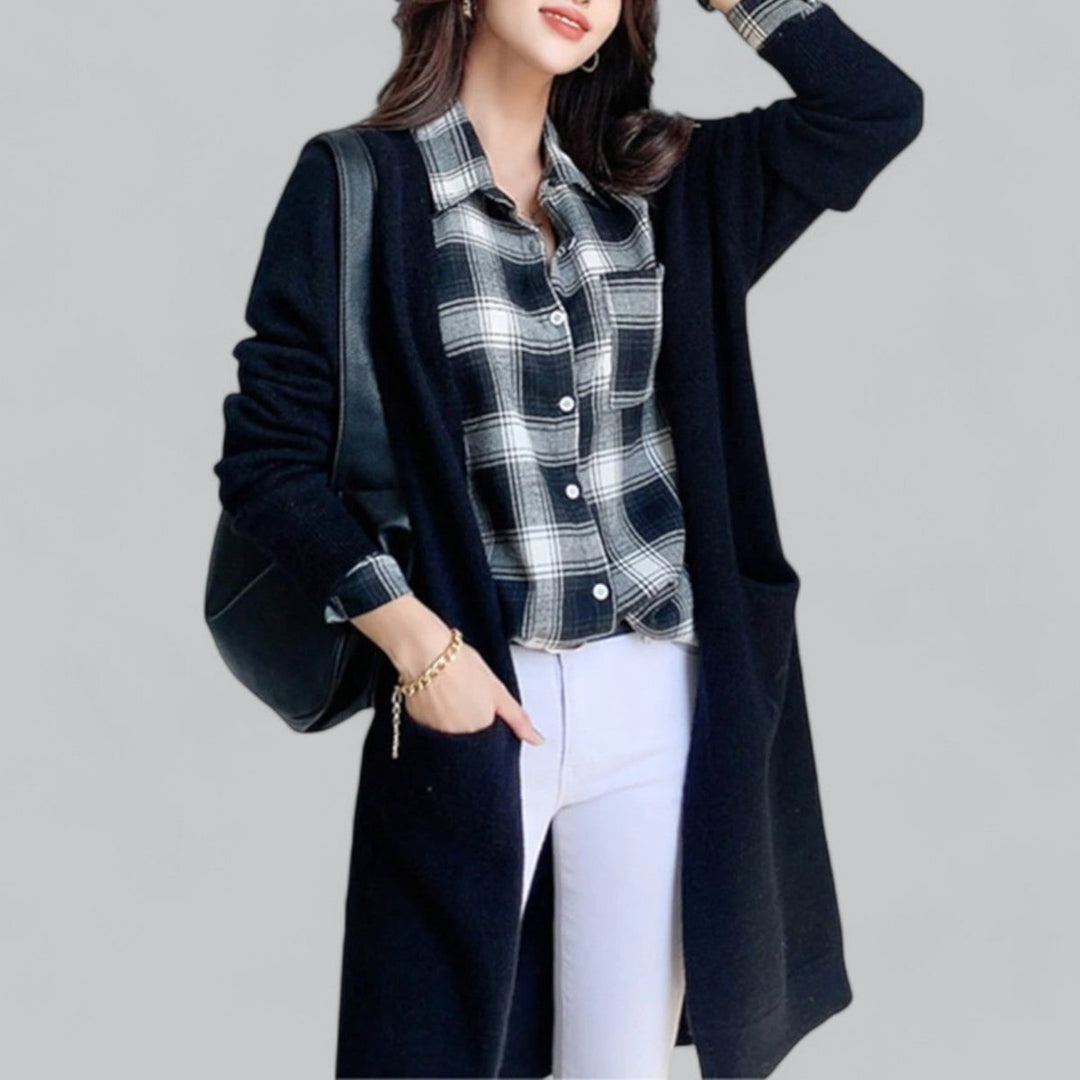 Women's Long Oversized Cardigan - Cozy Open Front Layering Sweater for Casual Style 2