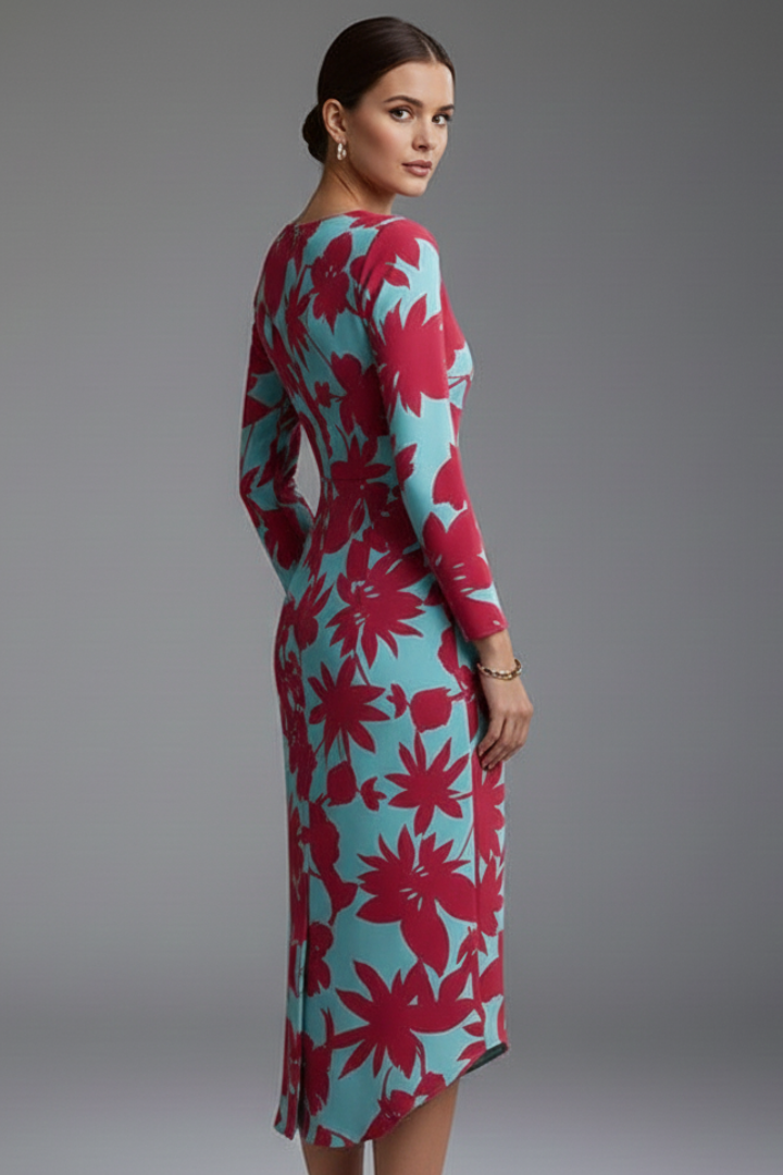 Women’s Long Sleeve Printed Dress with Irregular Hem for Casual and Layered Looks 2