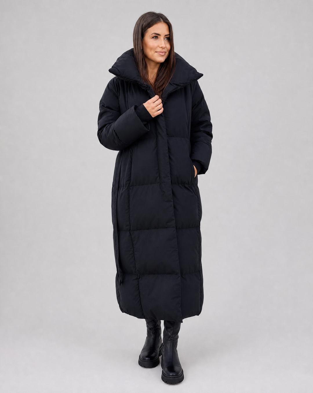 Women's Long Winter Puffer Jacket Warm Coat with Oversized Collar 1