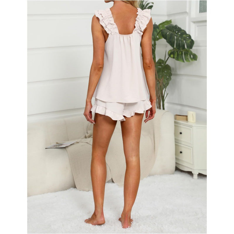 Women's Lounge Set - Ruffle Trim Matching Loungewear for Stylish Comfort and Relaxed Fit 5