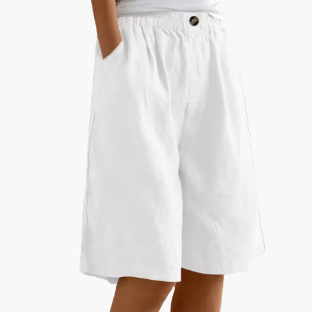 Women's Mid-Thigh Elastic Waist Shorts with Pockets for Summer Casual Style 10