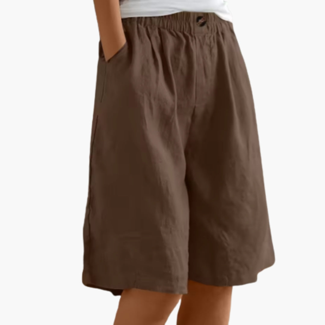 Women's Mid-Thigh Elastic Waist Shorts with Pockets for Summer Casual Style 11