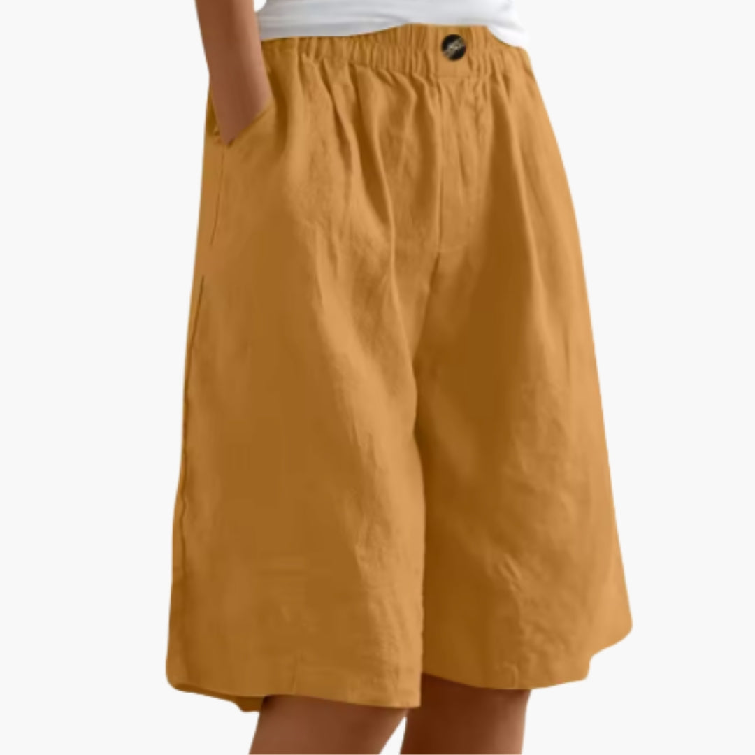 Women's Mid-Thigh Elastic Waist Shorts with Pockets for Summer Casual Style 12