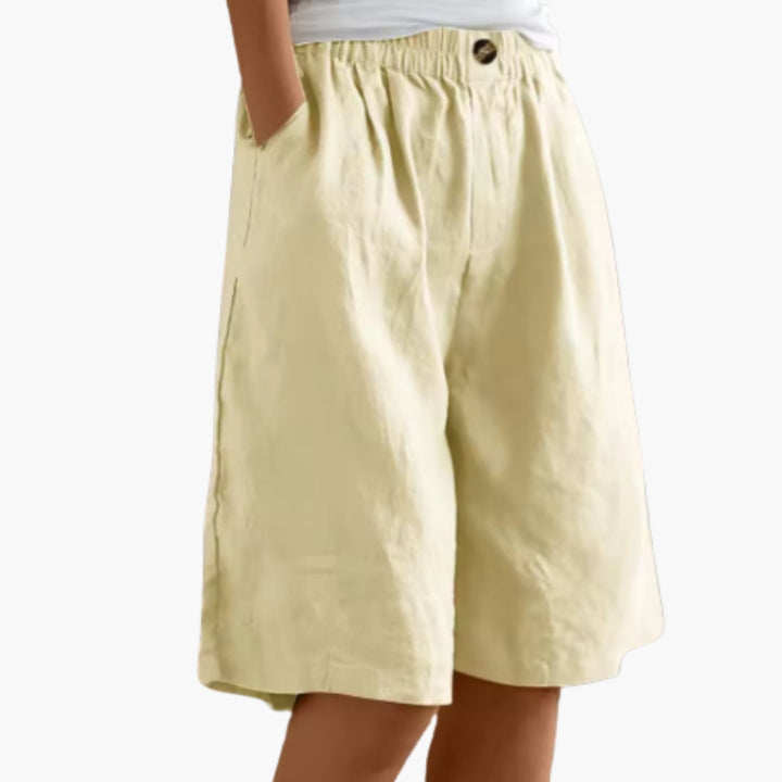 Women's Mid-Thigh Elastic Waist Shorts with Pockets for Summer Casual Style 2