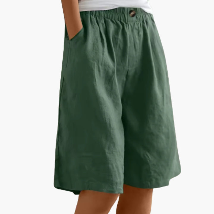 Women's Mid-Thigh Elastic Waist Shorts with Pockets for Summer Casual Style 8