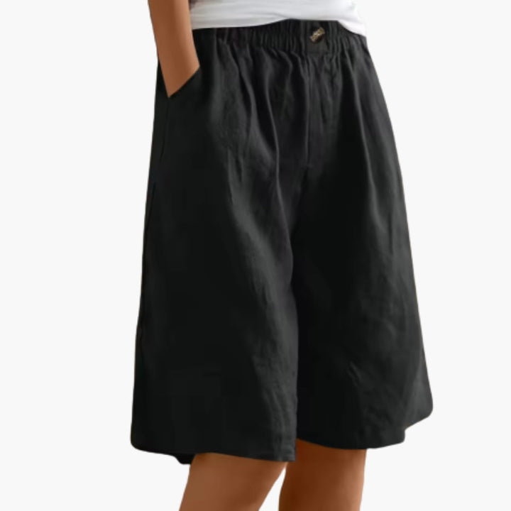 Women's Mid-Thigh Elastic Waist Shorts with Pockets for Summer Casual Style 9