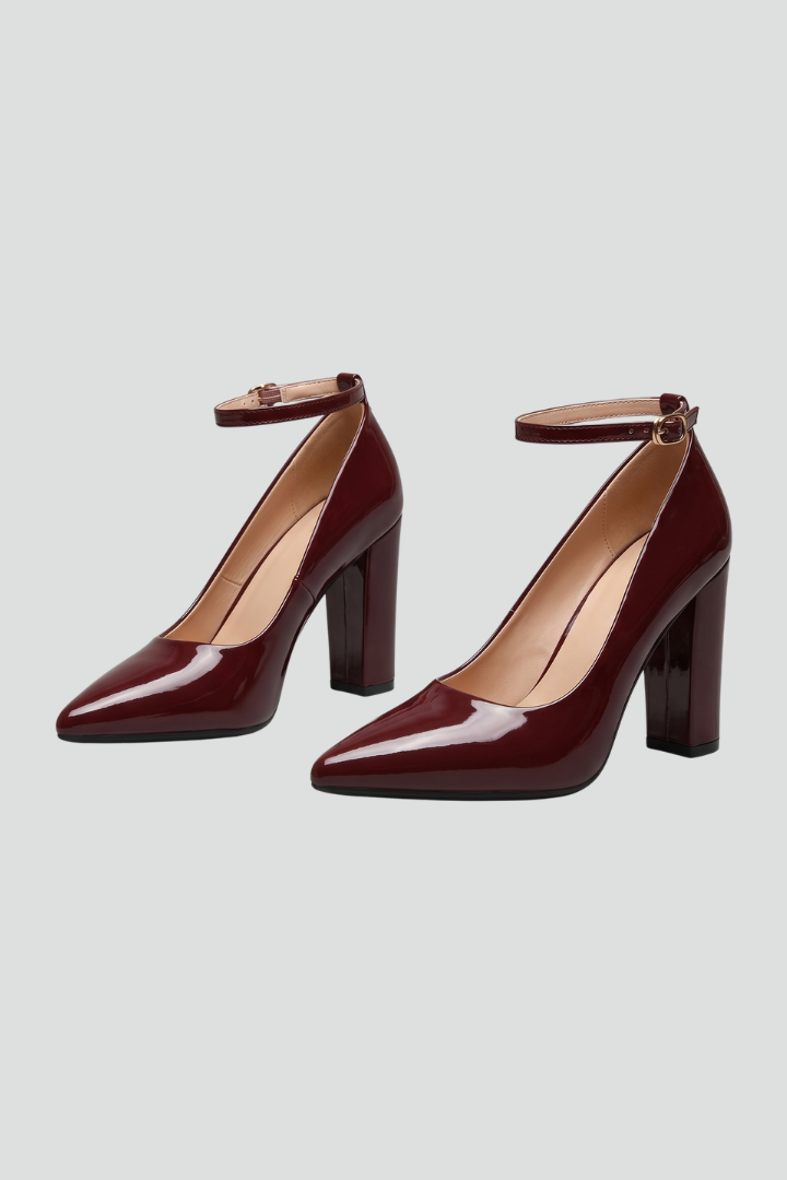 Women's Orthopedic Block Heel Pumps with Arch Support and Buckle Closure for Formal Wear 1