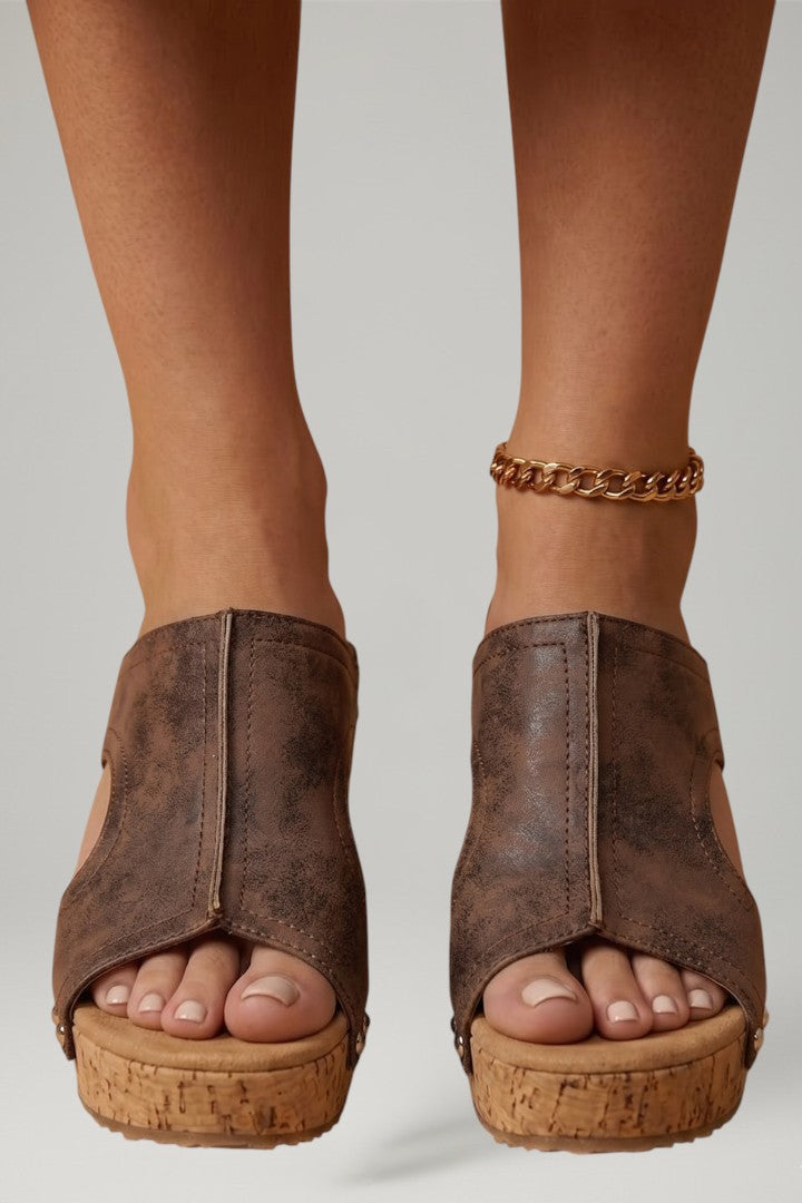 Women's Orthopedic Wedge Sandals with Arch Support and Studded Straps 5