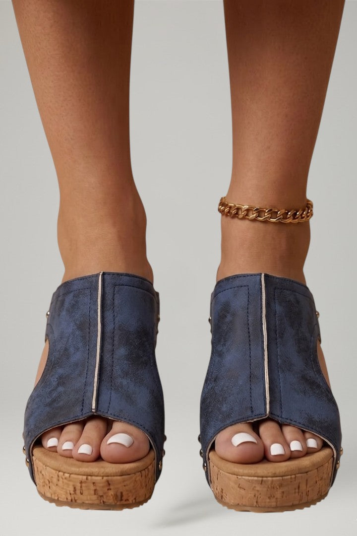Women's Orthopedic Wedge Sandals with Arch Support and Studded Straps 7