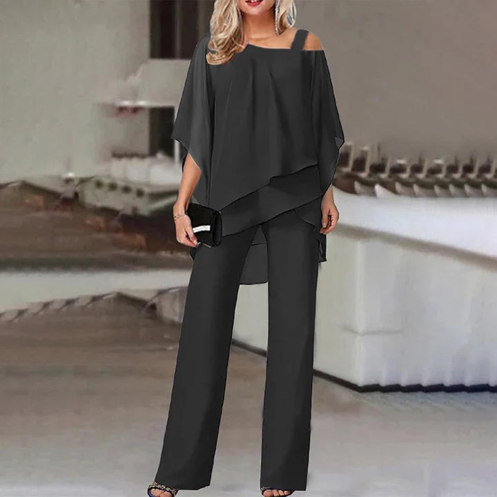 Women's Outfit - Elegant Layered Two-Piece Set with Relaxed Fit for Formal Events and Special Occasions 1