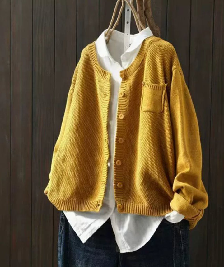 Women's Oversize Knitted Cardigan with Button Placket and Chest Pocket 6