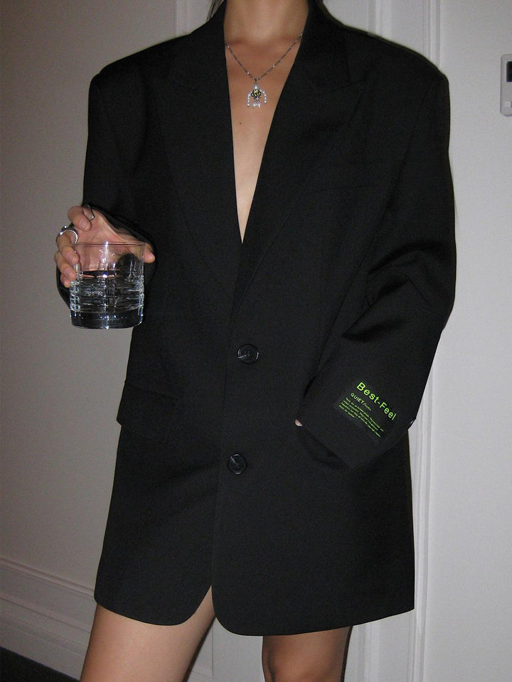 Women's Oversized Blazer Coat - Classic Tailoring for Versatile Styling in Black, White, or Navy 7