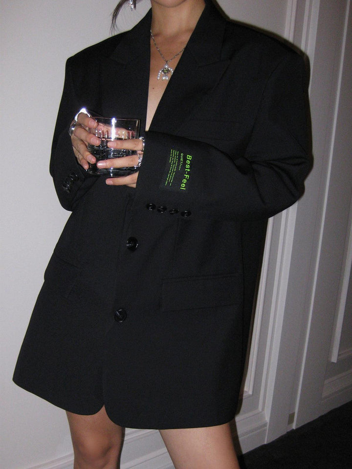 Women's Oversized Blazer Coat - Classic Tailoring for Versatile Styling in Black, White, or Navy 8