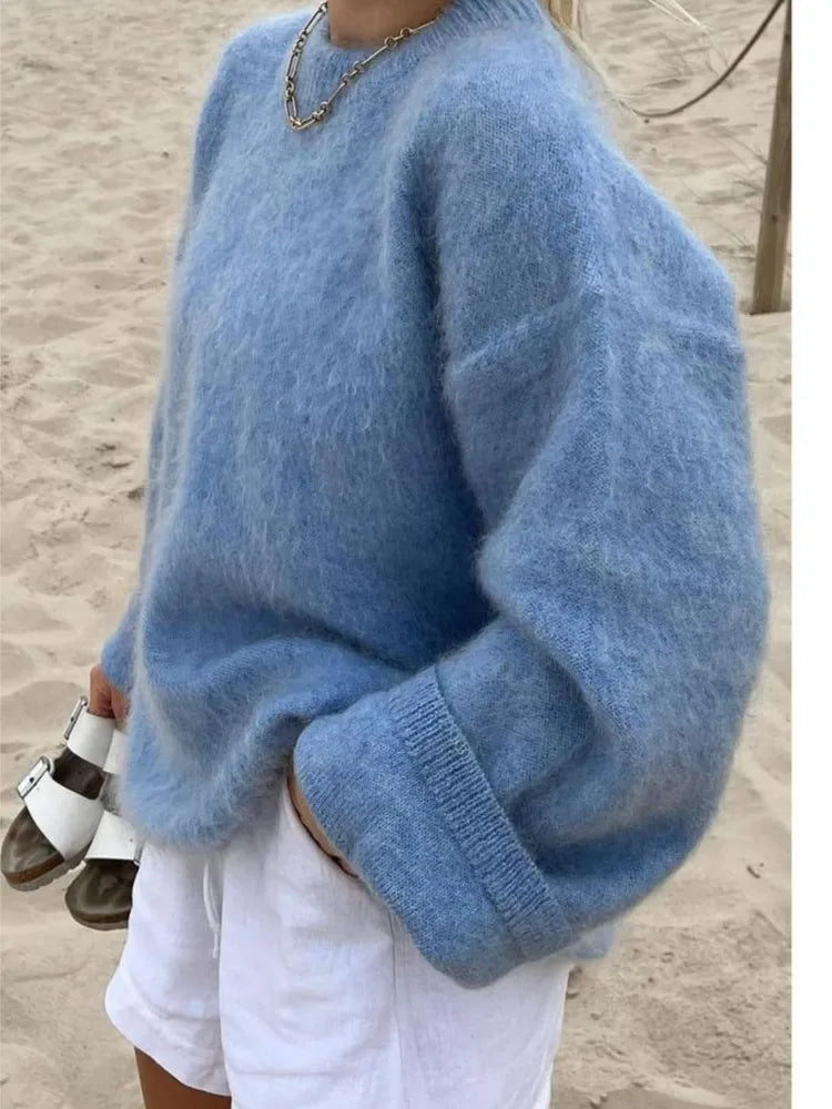 Women's Oversized Cozy Knit Sweater - Relaxed Fit, Warm Layering Essential for Fall and Winter 0