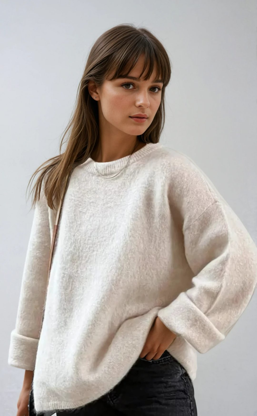 Women's Oversized Cozy Knit Sweater - Relaxed Fit, Warm Layering Essential for Fall and Winter 1