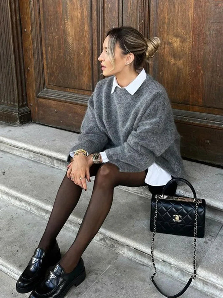 Women's Oversized Cozy Knit Sweater - Relaxed Fit, Warm Layering Essential for Fall and Winter 3