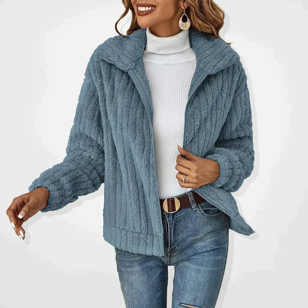 Women's Oversized Fluffy Zip Cardigan - Cozy Warm Plush Sweater for Stylish Comfort 1
