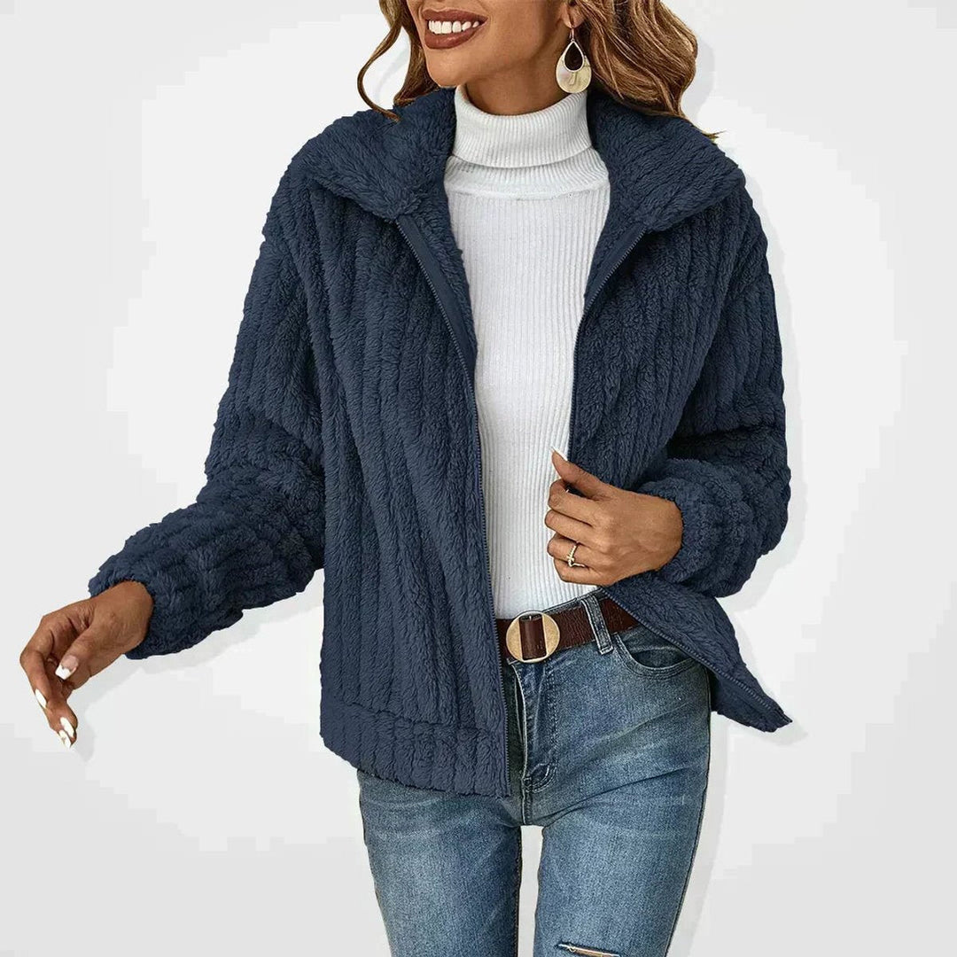 Women's Oversized Fluffy Zip Cardigan - Cozy Warm Plush Sweater for Stylish Comfort 3