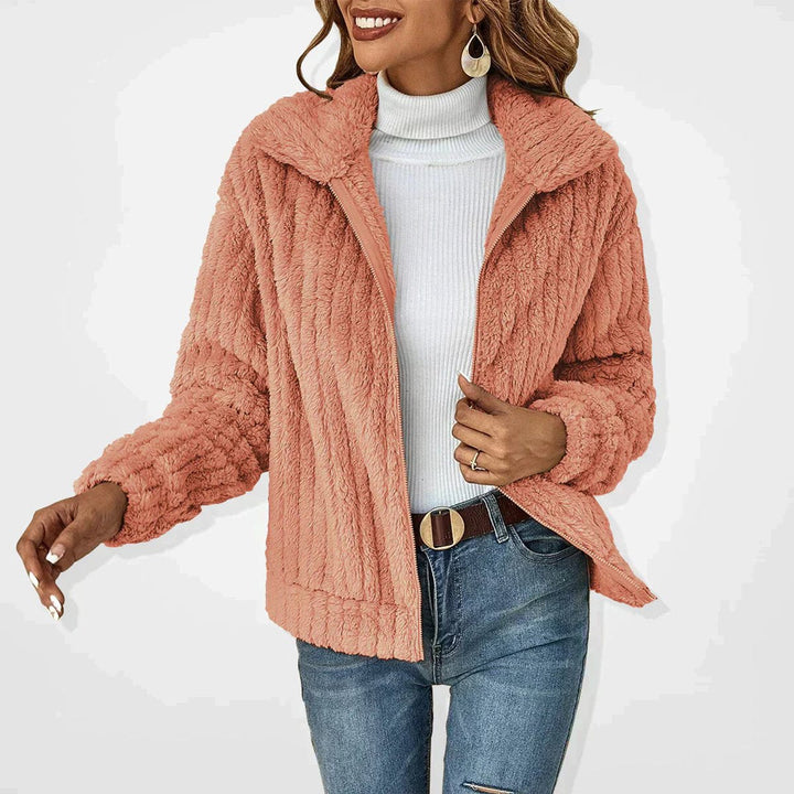 Women's Oversized Fluffy Zip Cardigan - Cozy Warm Plush Sweater for Stylish Comfort 4