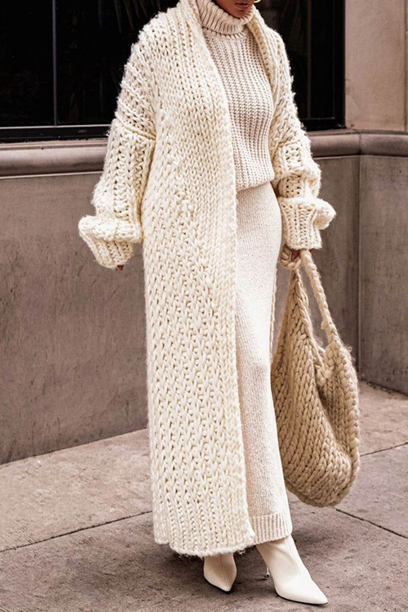 Women's Oversized Longline Chunky Knit Cardigan Open Front Layering Sweater 0