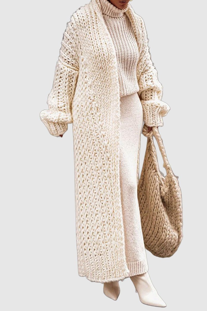 Women's Oversized Longline Chunky Knit Cardigan Open Front Layering Sweater 1