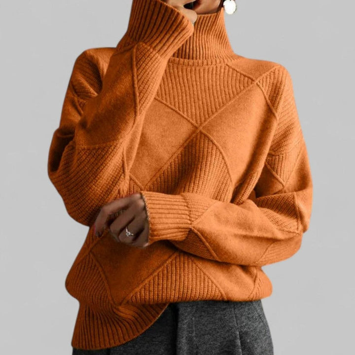 Women's Oversized Sweater, Cozy Turtleneck, Diamond-Knit Design, Long Sleeve, Perfect for Winter Layering 8